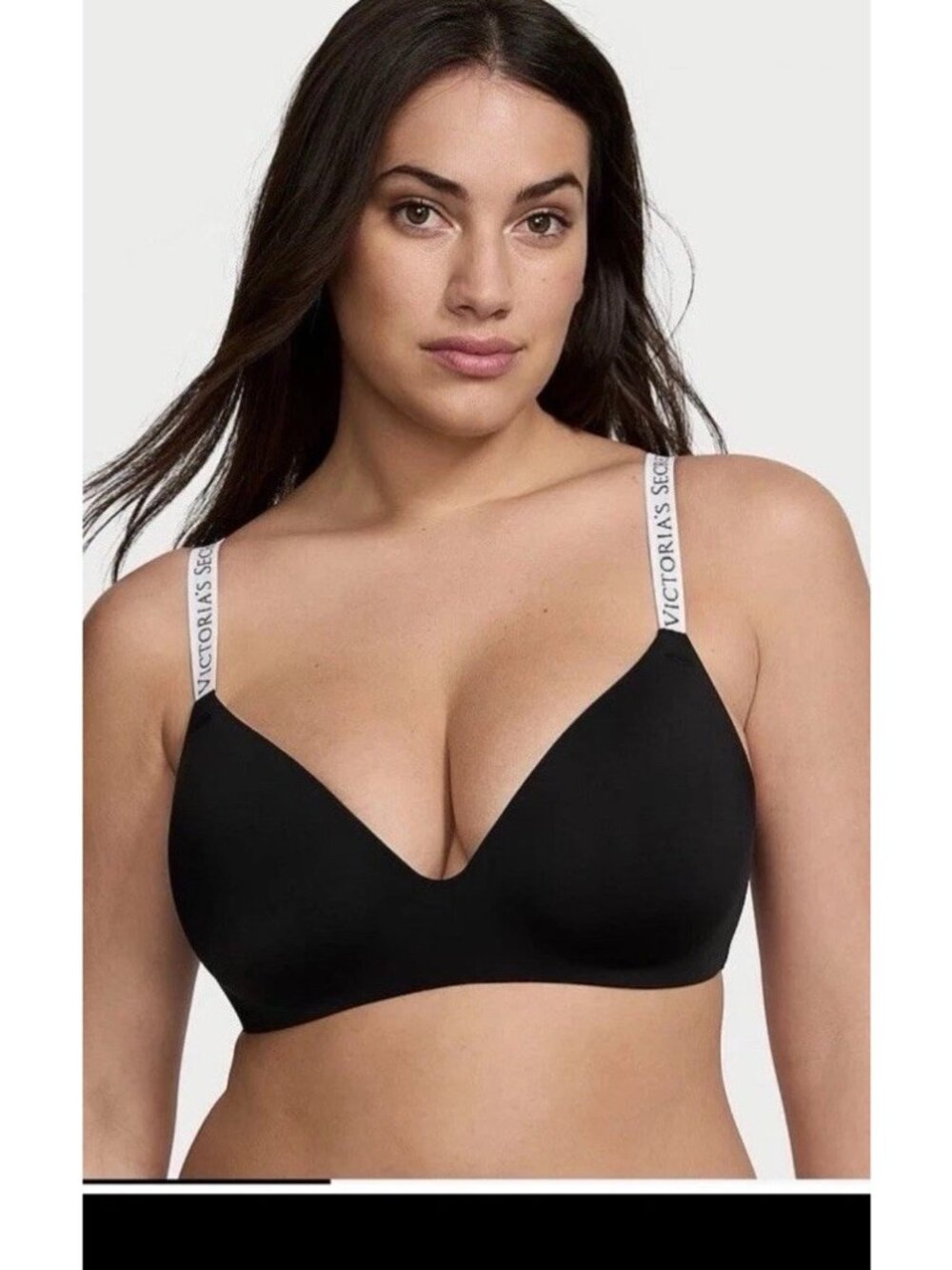 Victoria's Secret T Shirt Lightly Lined T Shirt Bra Printed Strap Black Bra 36B